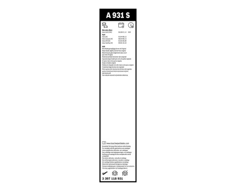 Ensemble de réduction d'essuie-glaces Bosch avant + arrière A931S+H230, Image 11