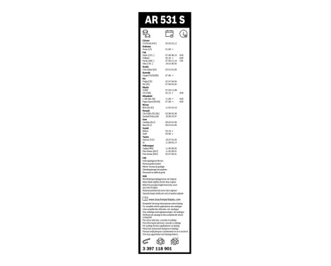 Ensemble de réduction d'essuie-glaces Bosch avant + arrière AR531S+H301, Image 11