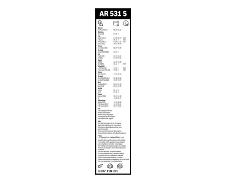 Ensemble de réduction d'essuie-glaces Bosch avant + arrière AR531S+H301, Image 17