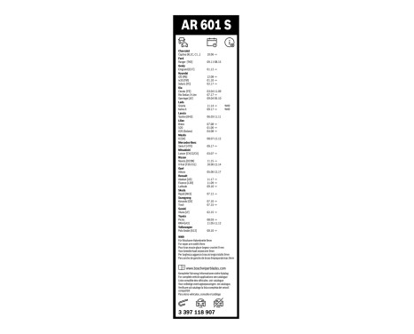 Ensemble de réduction d'essuie-glaces Bosch avant + arrière AR601S+H250, Image 4