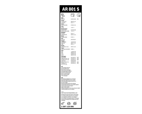 Ensemble de réduction d'essuie-glaces Bosch avant + arrière AR801S+400U, Image 11