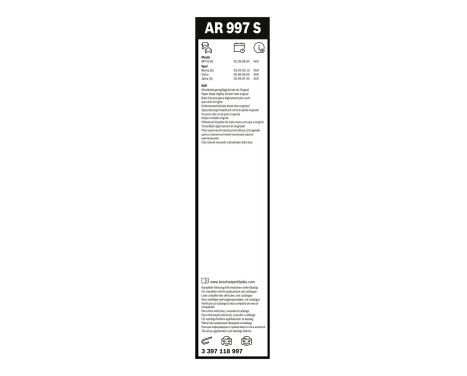 Ensemble de réduction d'essuie-glaces Bosch avant + arrière AR997S+H402, Image 11