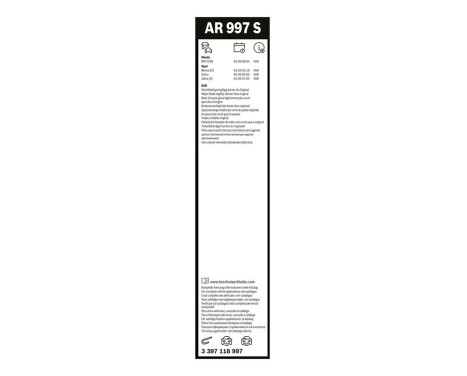 Ensemble de réduction d'essuie-glaces Bosch avant + arrière AR997S+H402, Image 17