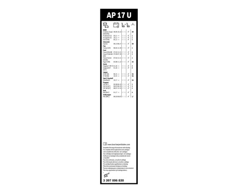 Essuie-glace Bosch Aerotwin AP17U - Longueur : 425 mm - essuie-glace avant simple, Image 3