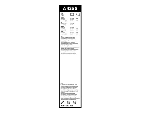 Essuie-glaces Bosch Aerotwin A426S - Longueur : 650/475 mm - jeu de balais d'essuie-glace pour, Image 3