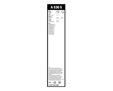 Essuie-glaces Bosch Aerotwin A536S - Longueur : 650/450 mm - jeu de balais d'essuie-glace pour, Image 3