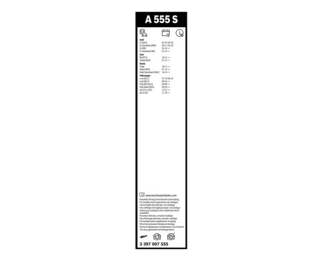 Essuie-glaces Bosch Aerotwin A555S - Longueur : 600/400 mm - jeu de balais d'essuie-glace pour, Image 9