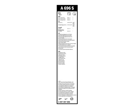 Essuie-glaces Bosch Aerotwin A696S - Longueur : 550/450 mm - jeu de balais d'essuie-glace pour, Image 3