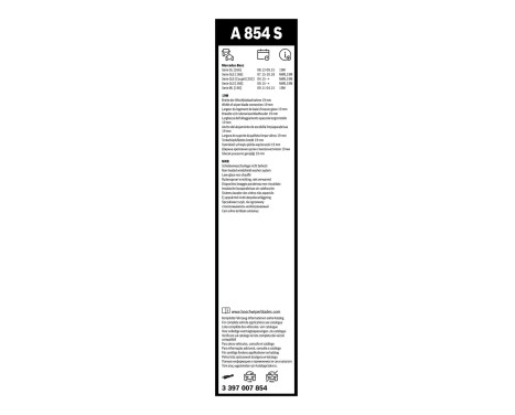 Essuie-glaces Bosch Aerotwin A854S - Longueur : 650/575 mm - jeu de balais d'essuie-glace pour, Image 3