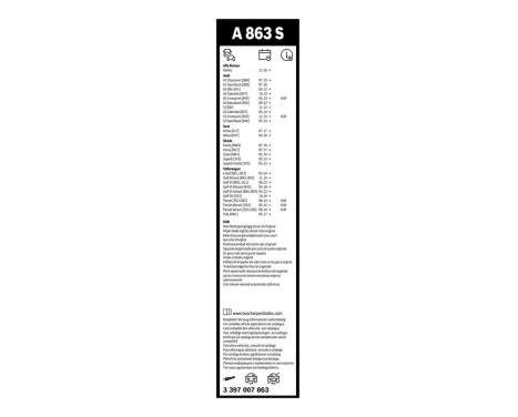 Essuie-glaces Bosch Aerotwin A863S - Longueur : 650/450 mm - jeu de balais d'essuie-glace pour, Image 9