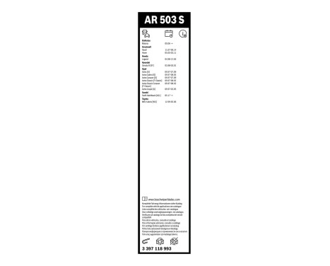 Essuie-glaces Bosch Aerotwin AR503S - Longueur : 500/475 mm - jeu de balais d'essuie-glace pour, Image 3