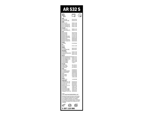 Essuie-glaces Bosch Aerotwin AR532S - Longueur : 530/500 mm - jeu de balais d'essuie-glace pour, Image 3