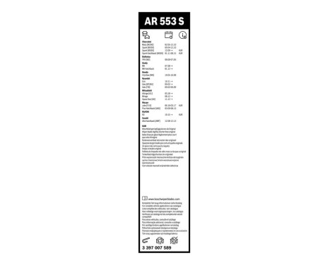 Essuie-glaces Bosch Aerotwin AR553S - Longueur : 550/340 mm - jeu de balais d'essuie-glace pour, Image 9