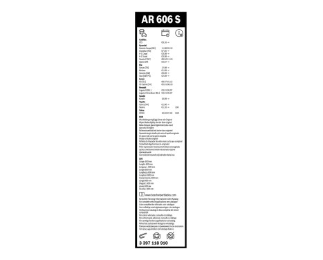 Essuie-glaces Bosch Aerotwin AR606S - Longueur : 600/500 mm - jeu de balais d'essuie-glace pour, Image 3