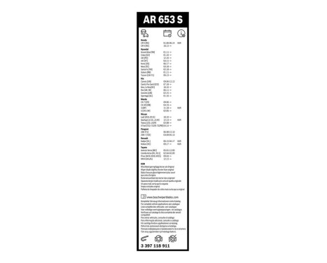 Essuie-glaces Bosch Aerotwin AR653S - Longueur : 650/400 mm - jeu de balais d'essuie-glace pour, Image 9