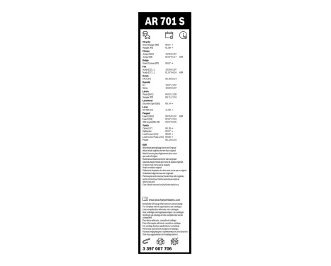 Essuie-glaces Bosch Aerotwin AR701S - Longueur : 650/500 mm - jeu de balais d'essuie-glace pour, Image 3