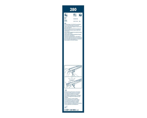 Essuie-glaces Bosch Twin 280 - Longueur : 280/280 mm - Jeu de balais d'essuie-glace avant, Image 3