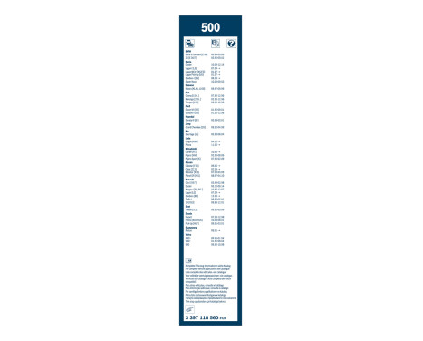 Essuie-glaces Bosch Twin 500 - Longueur : 500/500 mm - Jeu de balais d'essuie-glace pour, Image 3