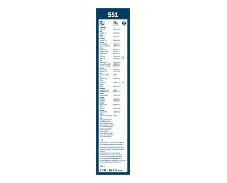 Essuie-glaces Bosch Twin 551 - Longueur : 550/500 mm - jeu de balais d'essuie-glace pour, Image 3