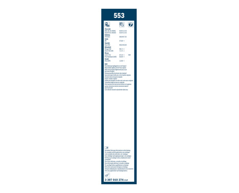 Essuie-glaces Bosch Twin 553 - Longueur : 550/340 mm - Jeu de balais d'essuie-glace pour, Image 3