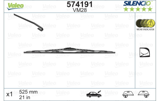 Balai d'essuie-glace SILENCIO CONVENTIONAL SINGLE 574191 Valeo, Image 3