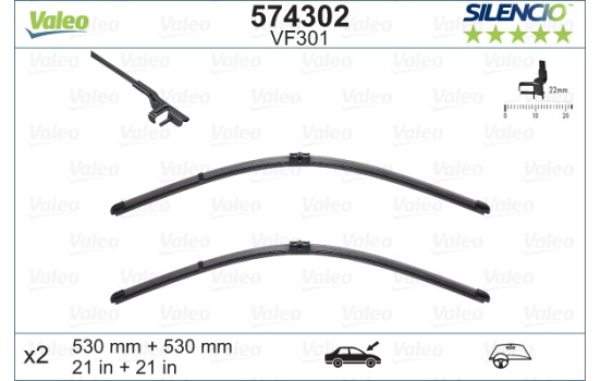 Balai d'essuie-glace SILENCIO FLAT BLADE SET 574302 Valeo, Image 4