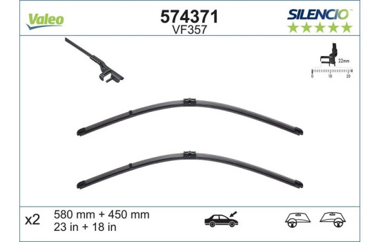 Balai d'essuie-glace SILENCIO FLAT BLADE SET 574371 Valeo, Image 6