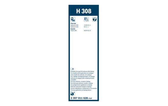 Essuie-glace arrière Bosch H308 - Longueur : 300 mm - Balai d'essuie-glace arrière, Image 3