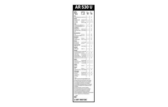 Essuie-glace Bosch Aerotwin AR530U - Longueur : 530 mm - Essuie-glace avant simple, Image 6