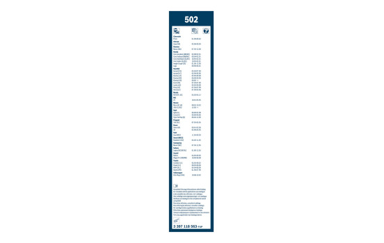 Pack économique de balais d'essuie-glace Bosch 502 + 500U, Image 15