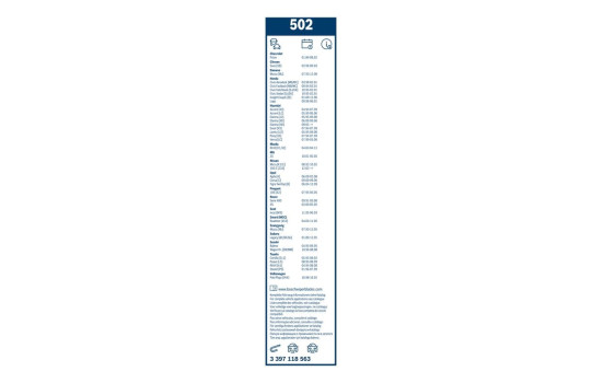 Pack économique de balais d'essuie-glace Bosch 502 + 500U, Image 22