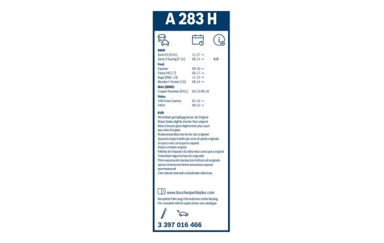 Pack économique de balais d'essuie-glace Bosch 552 + A283H, Image 22