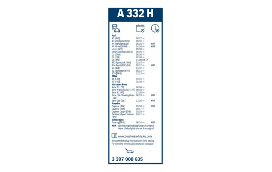 Pack économique de balais d'essuie-glace Bosch A863S + A332H, Image 26