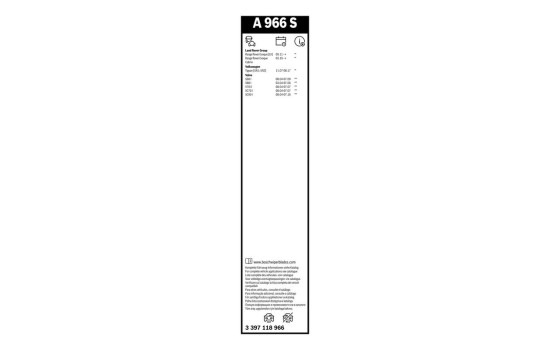 Pack économique de balais d'essuie-glace Bosch A966S + 400U, Image 22