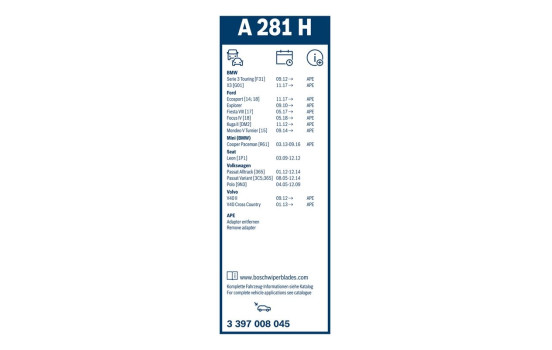 Pack économique de balais d'essuie-glace Bosch A974S + A281H, Image 22