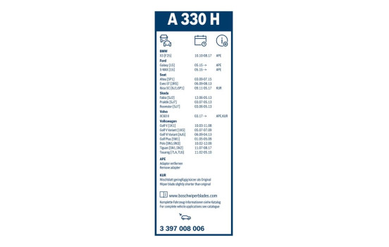 Pack économique de balais d'essuie-glace Bosch A974S + A330H, Image 11
