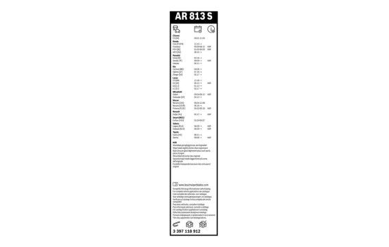 Pack économique de balais d'essuie-glace Bosch AR813S + 500U, Image 15