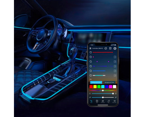 Éclairage d'ambiance intérieur à LED multicolores AutoStyle 2 pièces avec contrôle par application et fibre opt