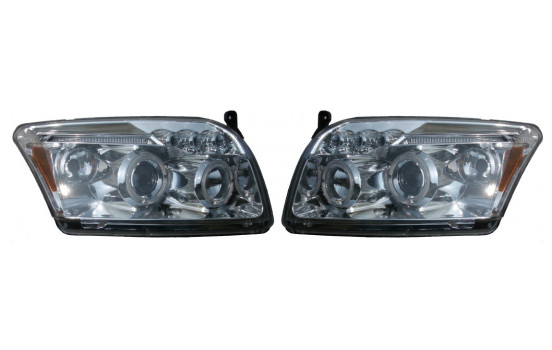 Jeu de phares pour Dodge Caliber 2006- - Chrome - Angel-Eyes inclus