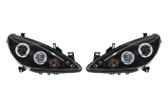 Jeu de phares pour Peugeot 307 2001-2005 - Noir - Angel-Eyes inclus