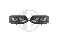 Set de phares adaptés pour y compris DRL Volkswagen Transporter T5 2010-2015 - Noir - Moteur inclus 2273485 Diederichs