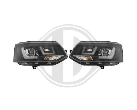 Set de phares adaptés pour y compris DRL Volkswagen Transporter T5 2010-2015 - Noir - Moteur inclus 2273485 Diederichs, Image 2