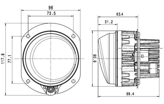 Feu antibrouillard LED Ø90,6 mm 12v/24v, Image 2