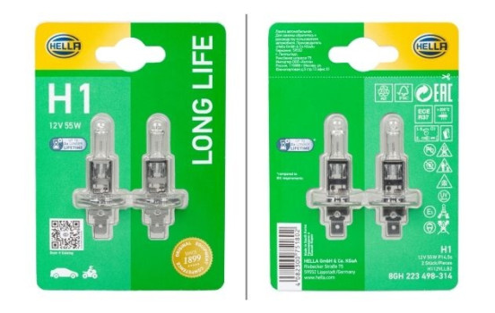 Hella Longlife H1, 12V55W (2 pièces)