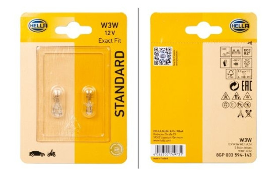 Hella Standard W3W, 12V3W (2 pièces)