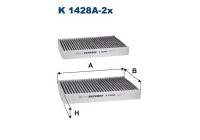 Invändigt filter K 1428A-2x Filtron