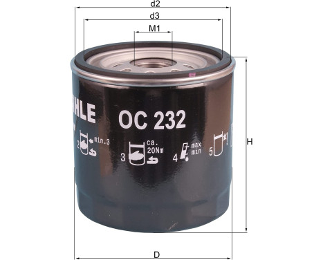 Oljefilter OC 232 Mahle