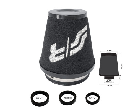 Simoni Racing Universal Foam luftfilter koniskt 124/76mm - inkl 3 adapterringar