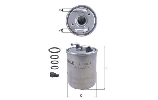 Fuel filter KL 490/1D Mahle, Image 2