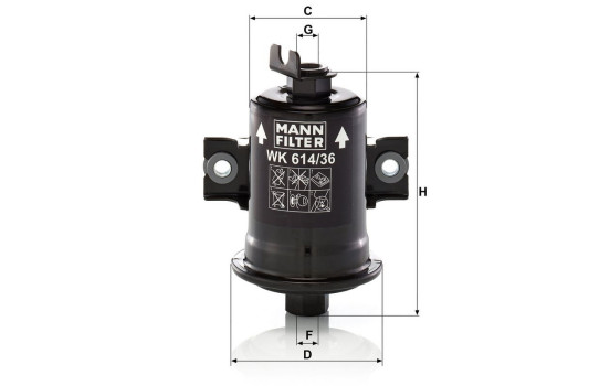 Fuel filter WK 614/36 x Mann, Image 3
